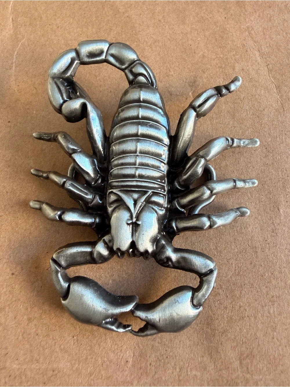 3D antique silver toned scorpion belt buckle,